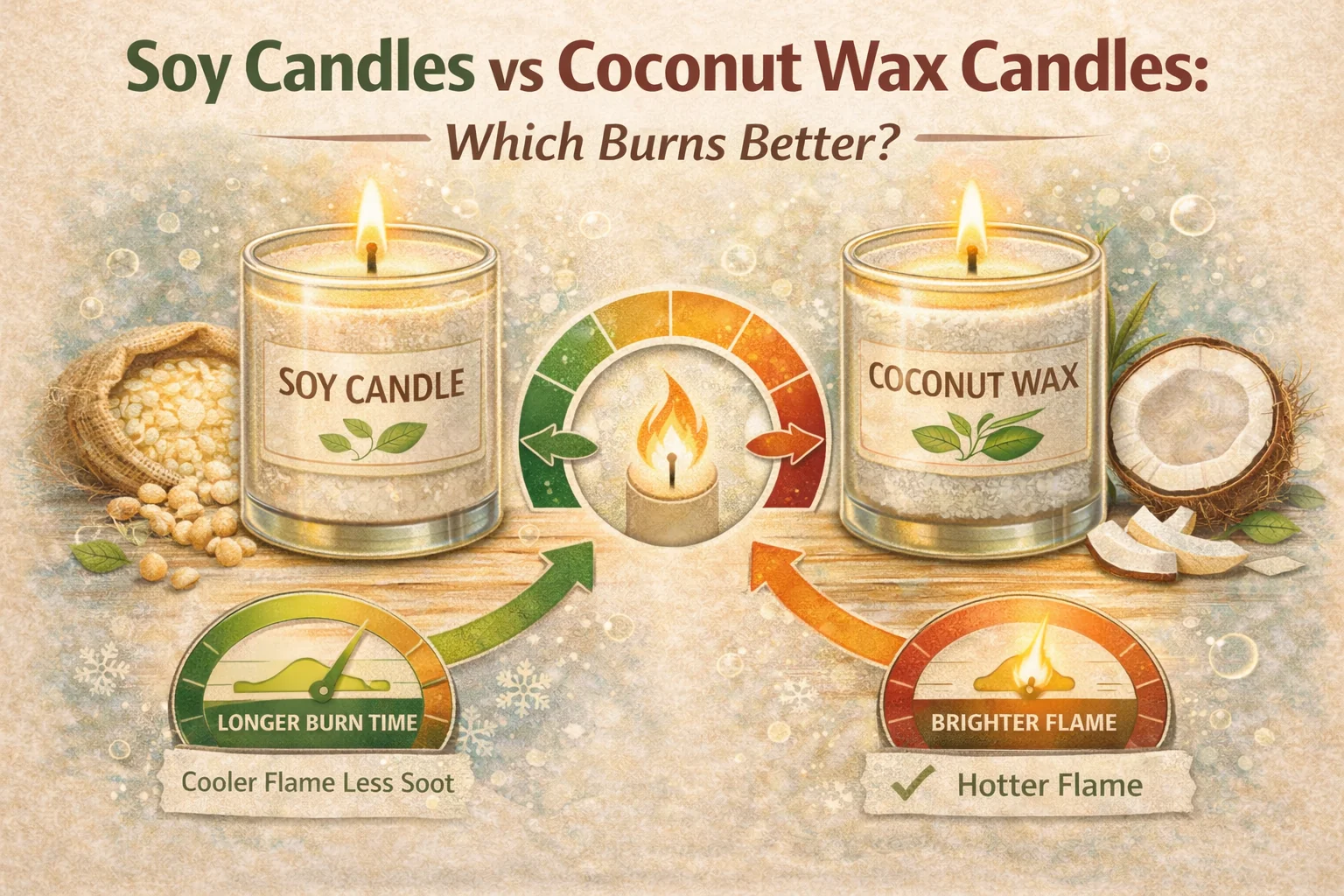 Soy Candles vs kokoso vaško žvakės: Burns geriau?